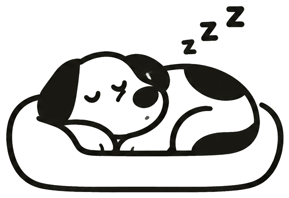 Un perro durmiendo en su cama