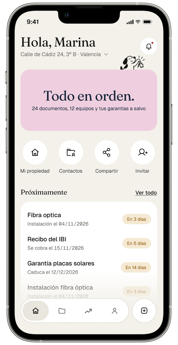 Pantalla de inicio de Hommi con «Todo en orden»